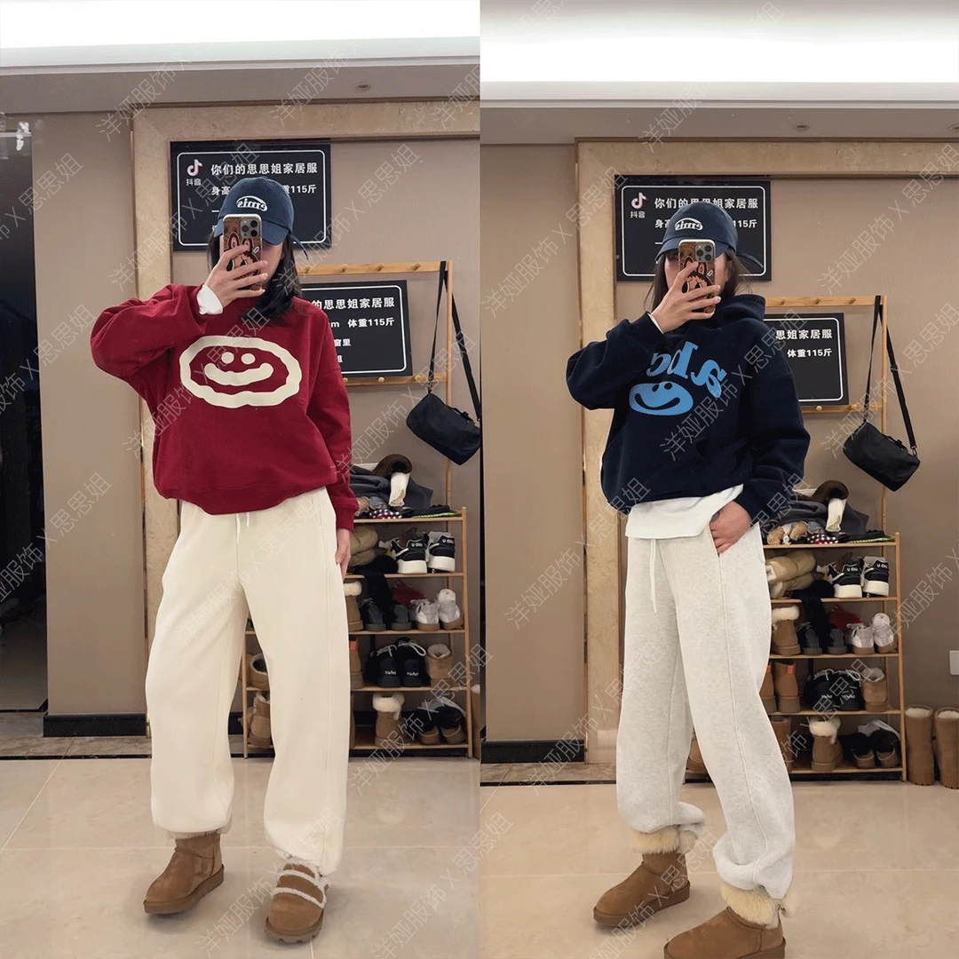 冬款特厚小被子高定卫裤女裤修身高腰两穿抽绳设计款休闲裤运动裤