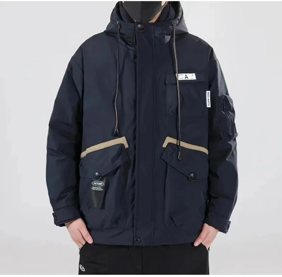 80028冬季时尚潮流百搭休闲厚保暖外套男装