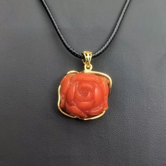 【百珂】正品保真保山南红牡丹花精品吊坠手工雕刻包边项链多样发一