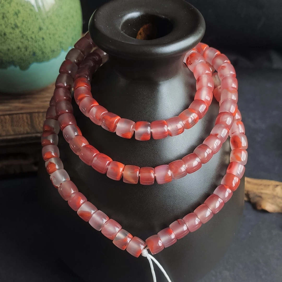 正品保真南红瓦西多圈手串直切长链飘花佛珠108简约小众时尚收藏