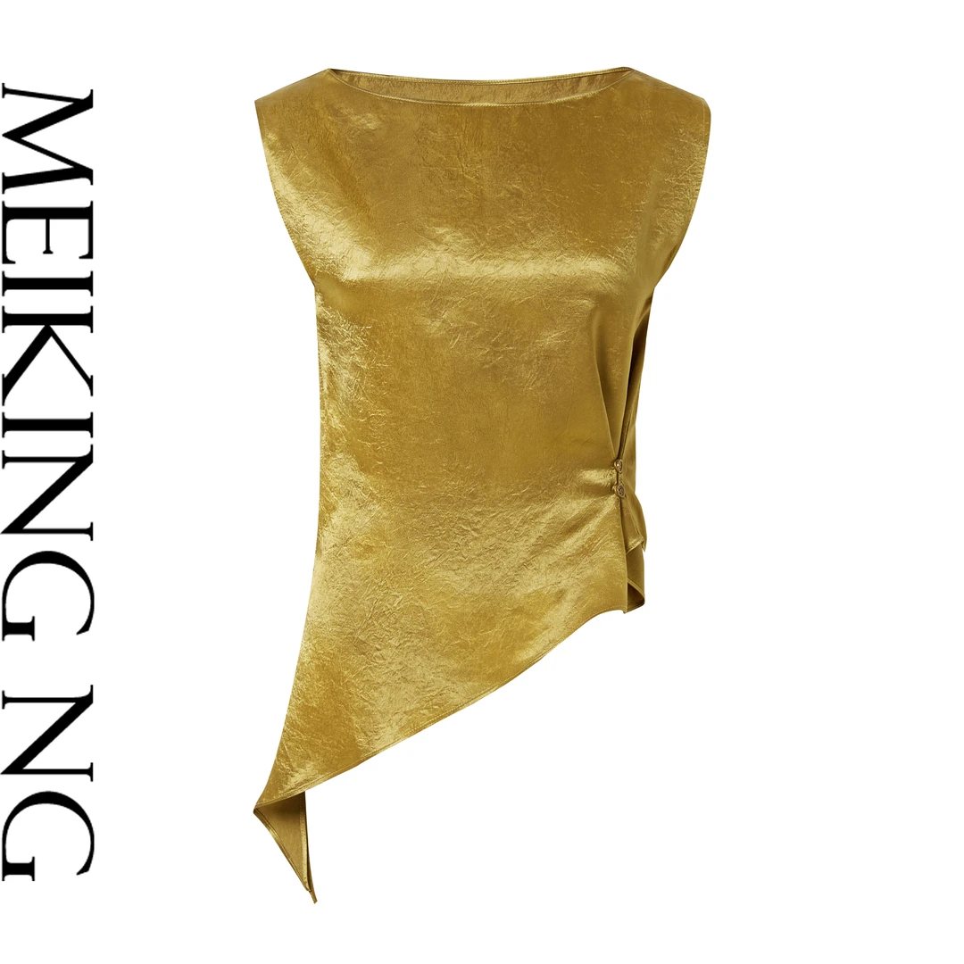 【MEIKING NG 芈亓】100醋酸斜纹缎面燕子剪刀尾短袖上衣W-1019TM