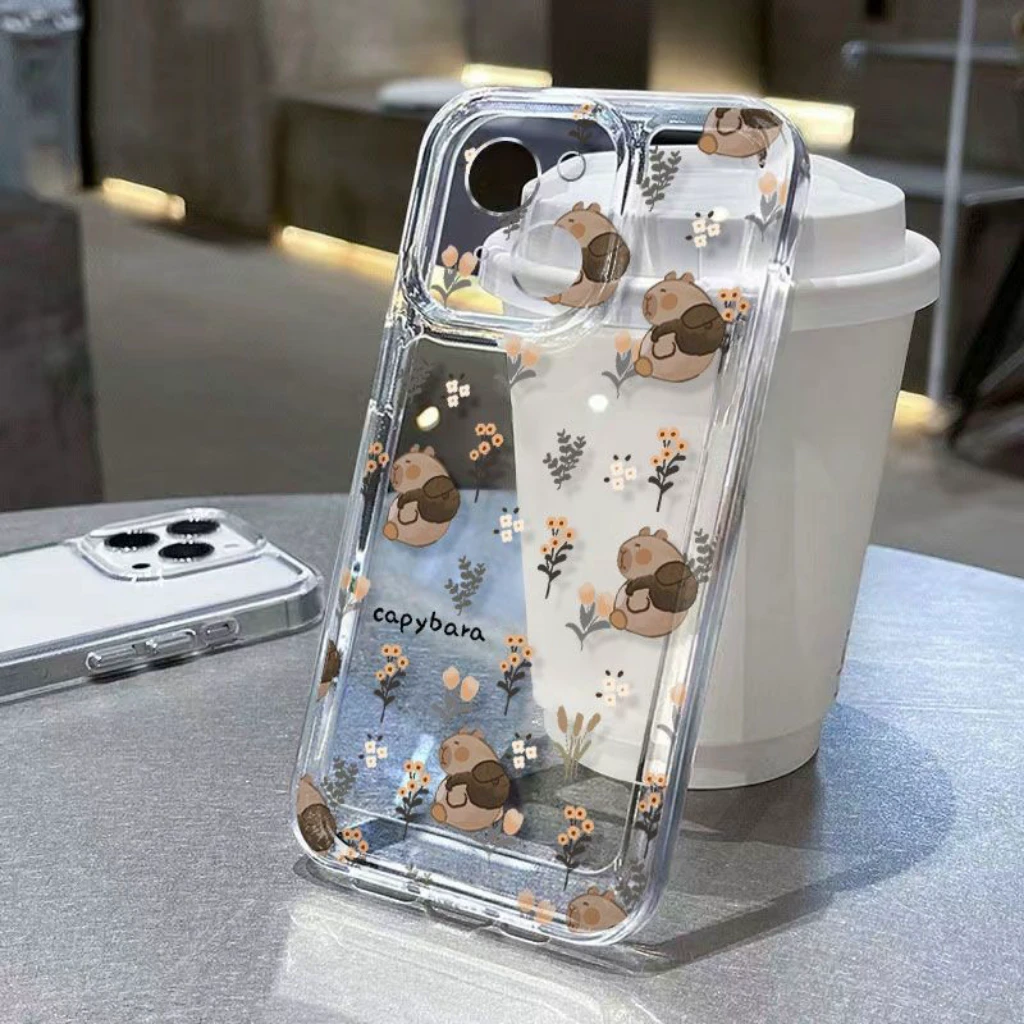碎花水豚适用iphone15pro/14/13手机壳苹果12/11华为vivo小米oppo