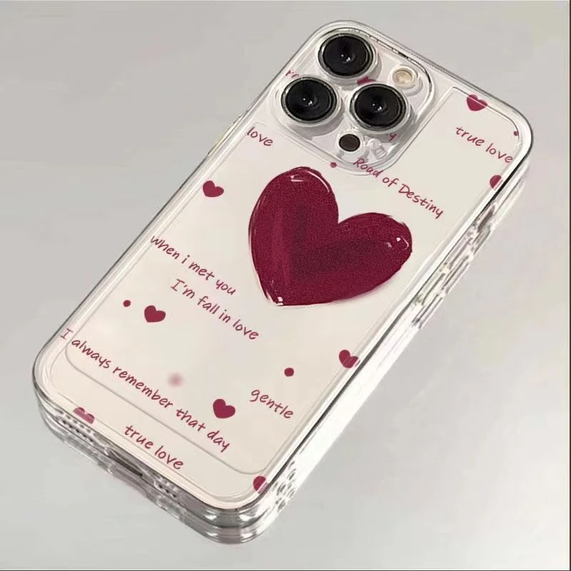 爱心英文适用iphone15pro/14/13手机壳苹果12/11华为vivo小米oppo