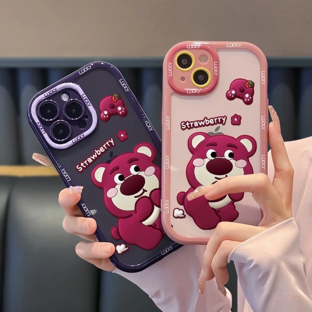 粉框草莓适用iphone15pro/14/13手机壳苹果12/11华为vivo小米oppo