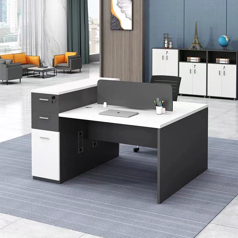 简易轻奢带挡板办公桌1603