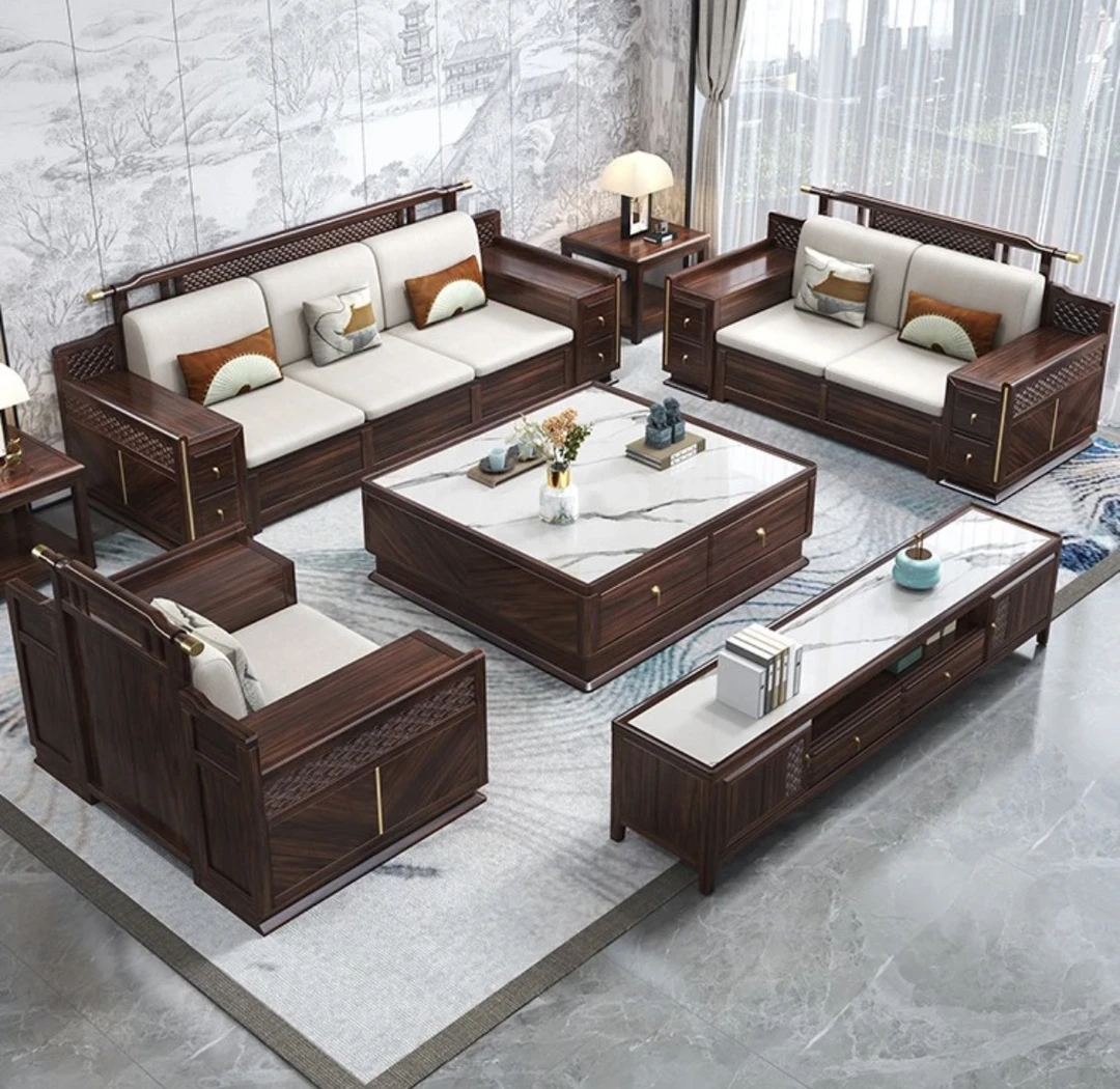 新中式家具工厂全实木沙发大小户型高端家用工艺榫卯黑檀木沙发