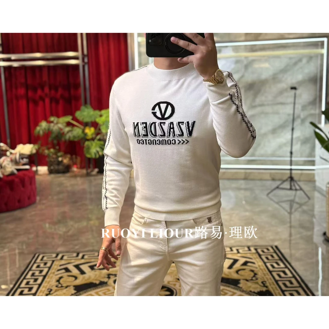 【路易理欧】成功男欧货时尚高品质刺绣英文字母标织带圆领T恤00818