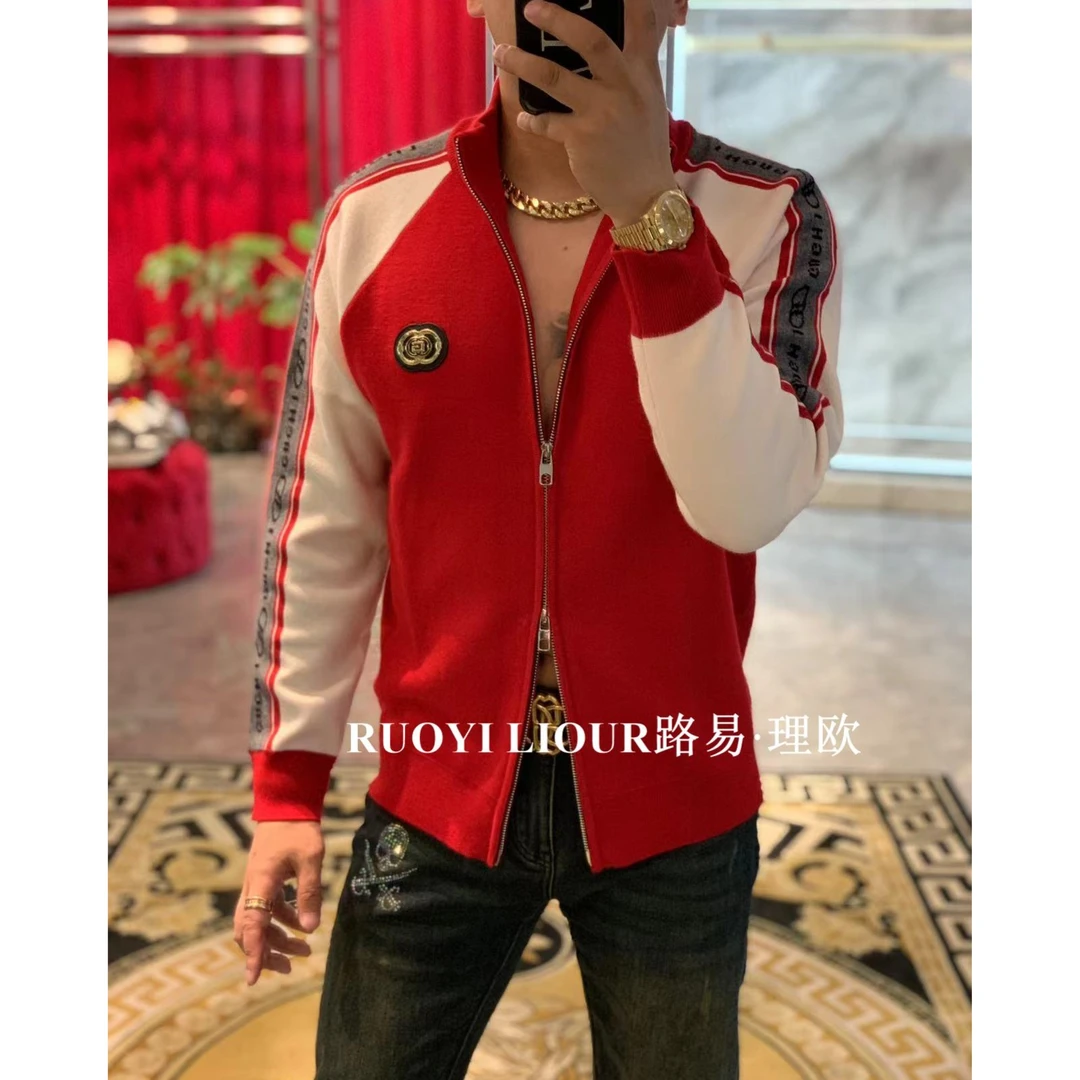 【路易理欧】2024欧货秋冬新款潮流字母标拉链轻奢羊毛外套00455
