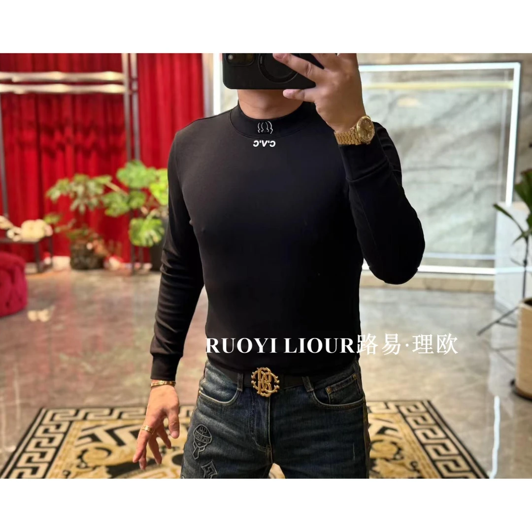 【路易理欧】2024欧货时尚潮流轻奢休闲cvc字母纯色打底衫00697