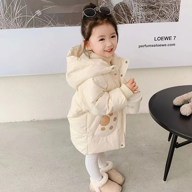 2023新款儿童中长款棉服小童加绒加厚棉衣宝宝冬装保暖防寒服外套