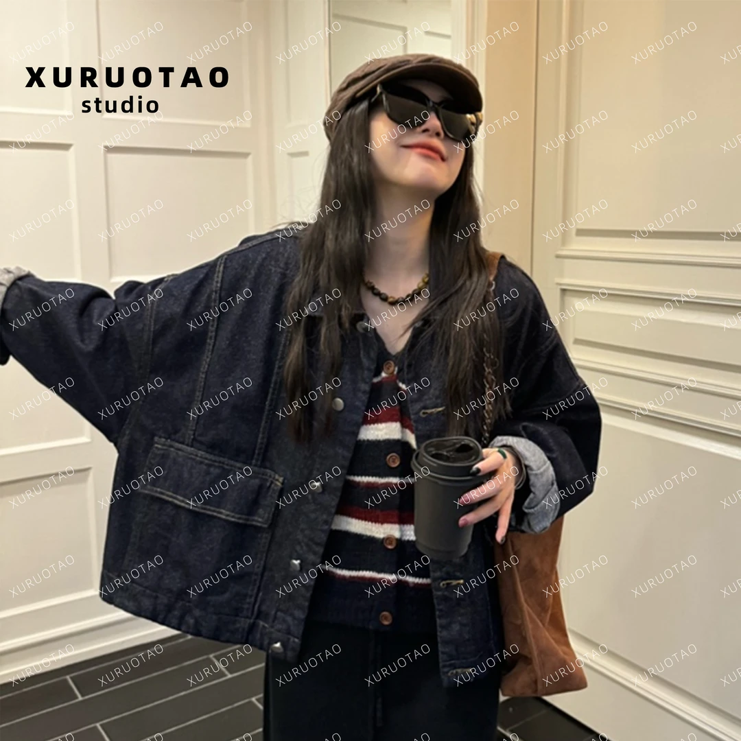 XURUOTAO 【牛仔很忙】重工牛仔外套百搭早秋新款 T6018