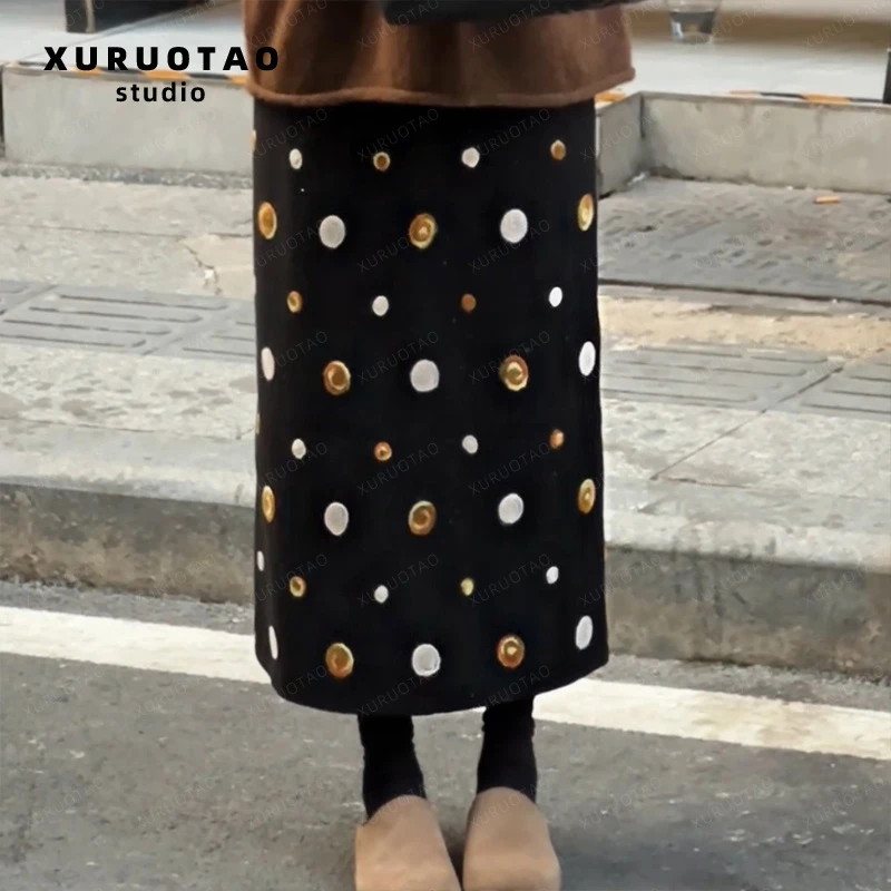 XURUOTAO 【梵高裙】设计师款秋季新款百搭时尚半身裙 T6076