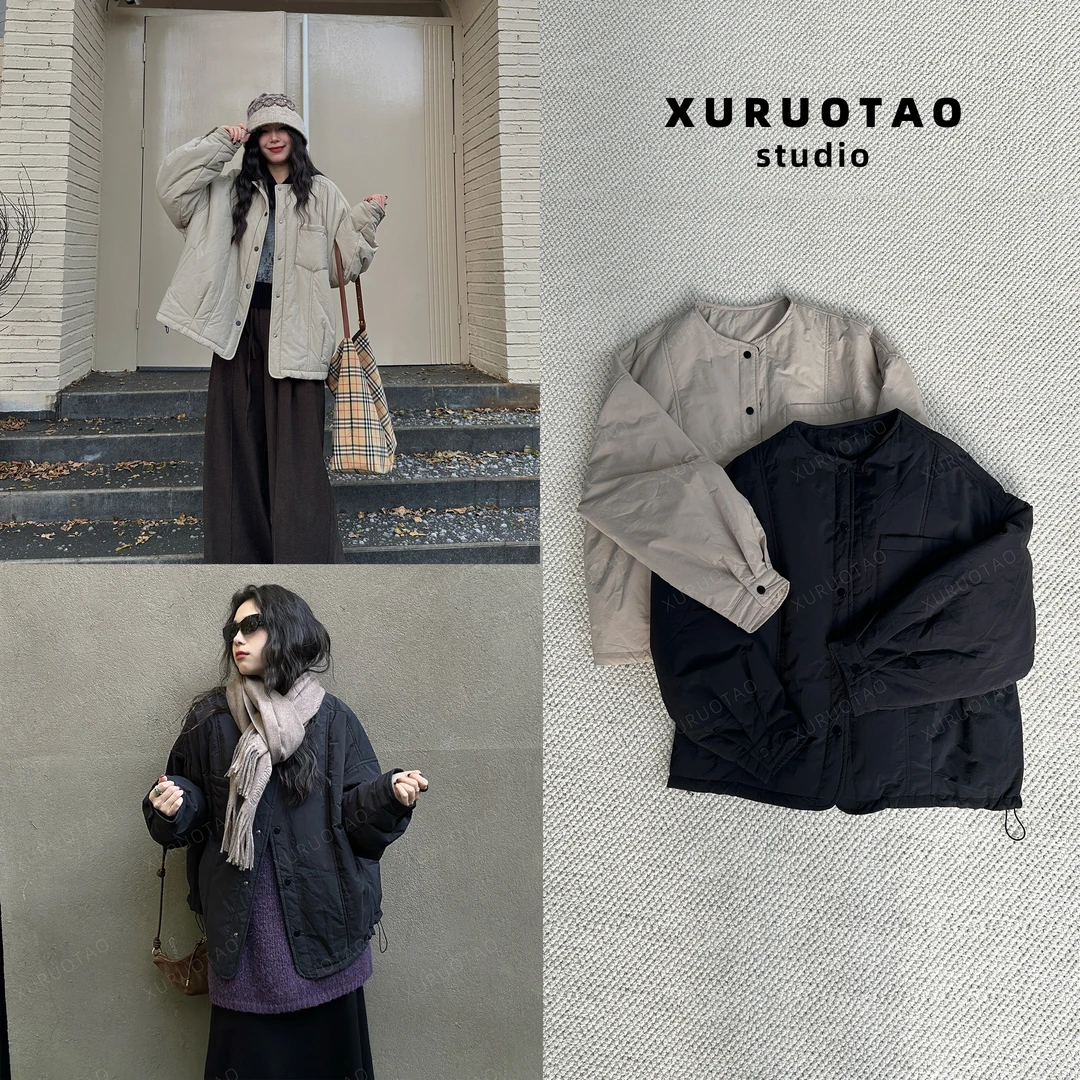 XURUOTAO 【极简欧包】圆领极简耐看百搭保暖游显瘦棉服外套 T6095