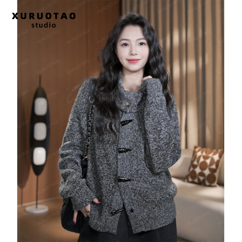 XURUOTAO【牛角扣毛衣】秋冬牛角扣羊毛时尚百搭外套 T6177