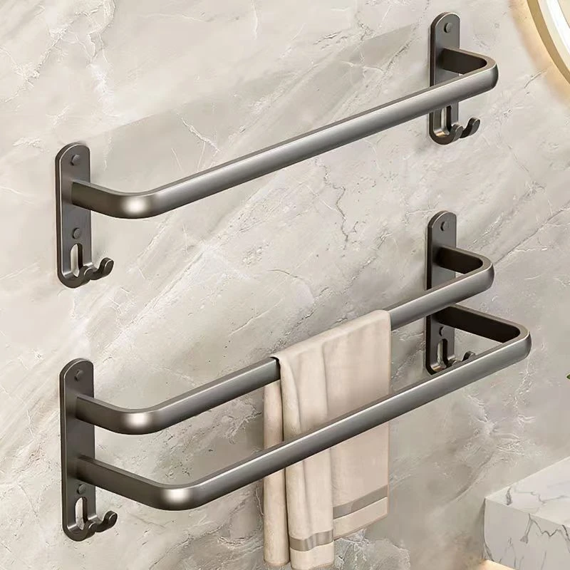 收纳毛巾打孔洗手间毛巾架浴室卫生间壁挂式挂杆置物架灰挂置物架