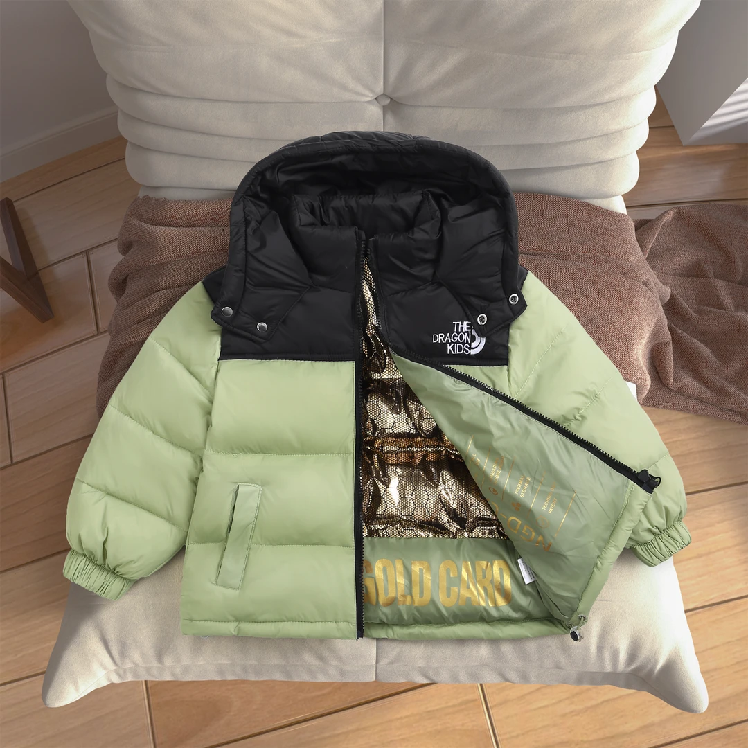 2024新款儿童防寒服中大童男女防风加厚保暖连帽外套秋冬款绒丝服