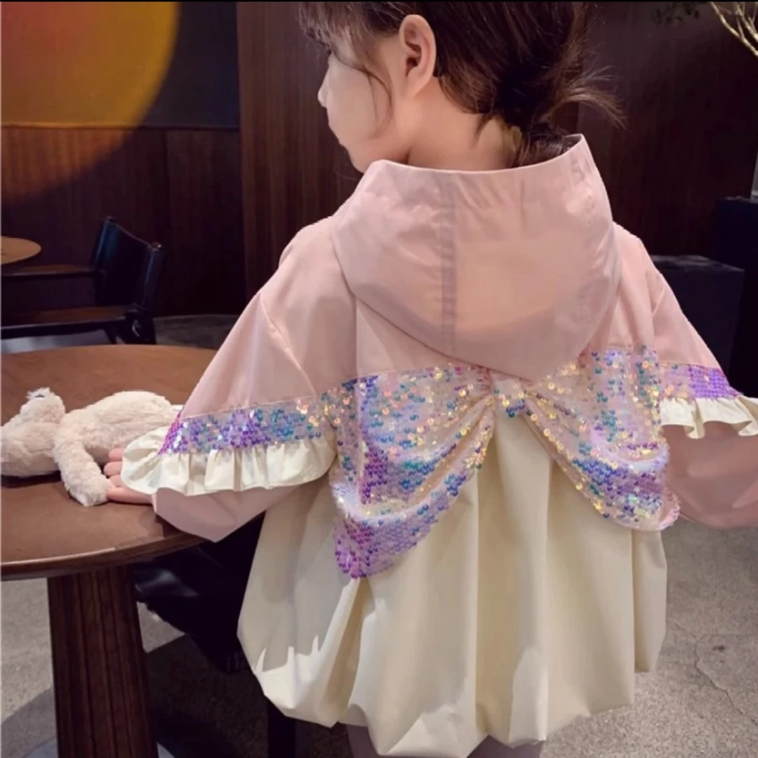 女童外套秋装2023新款儿童上衣洋气女孩韩版连帽风衣宝宝冲锋衣