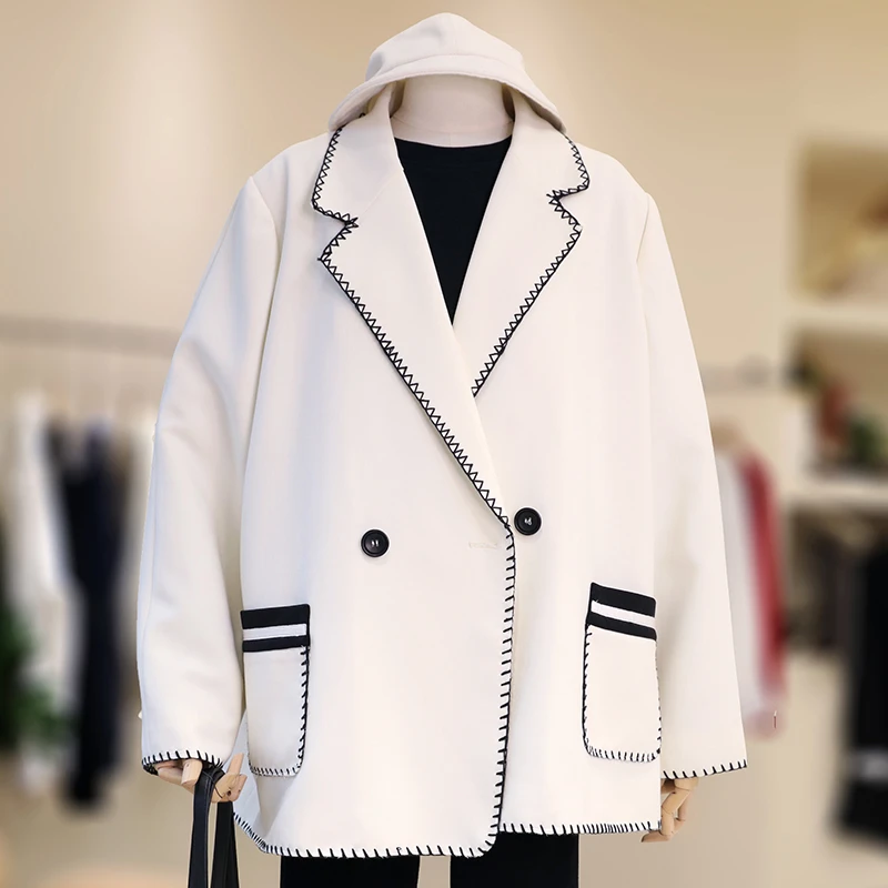 【ZAW】大码胖mm韩版小西装外套女春秋宽松休闲高级感西服/24022