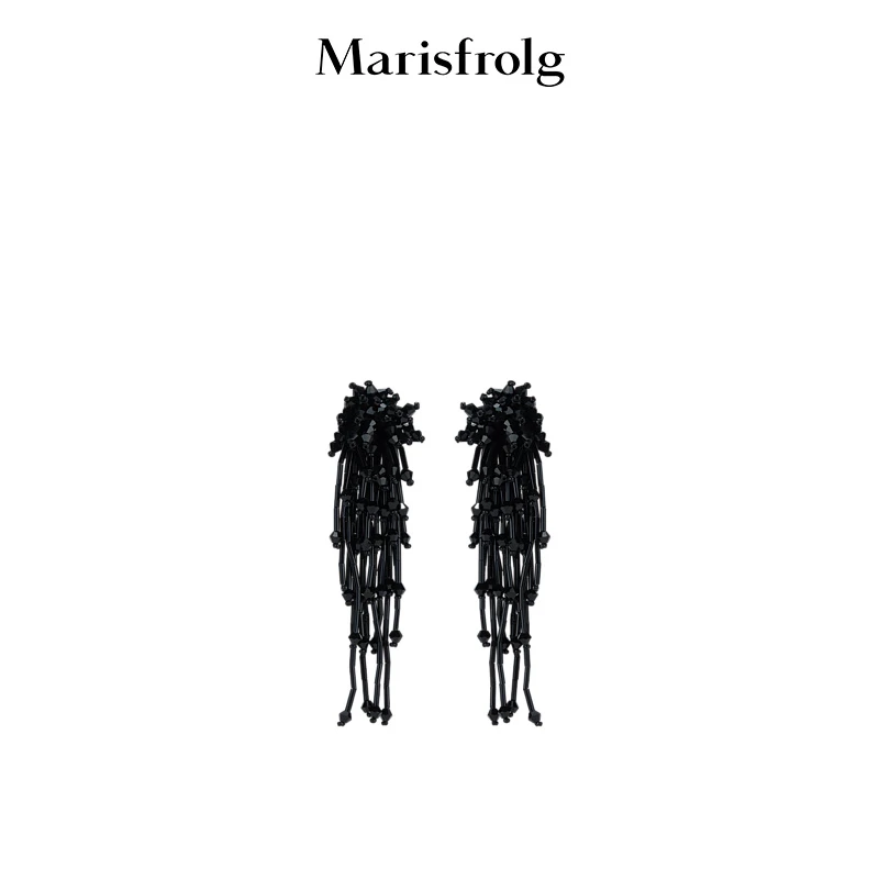 Marisfrolg/玛丝菲尔 铜合金耳饰 气质黑色简约个性耳饰A2EG1E05E