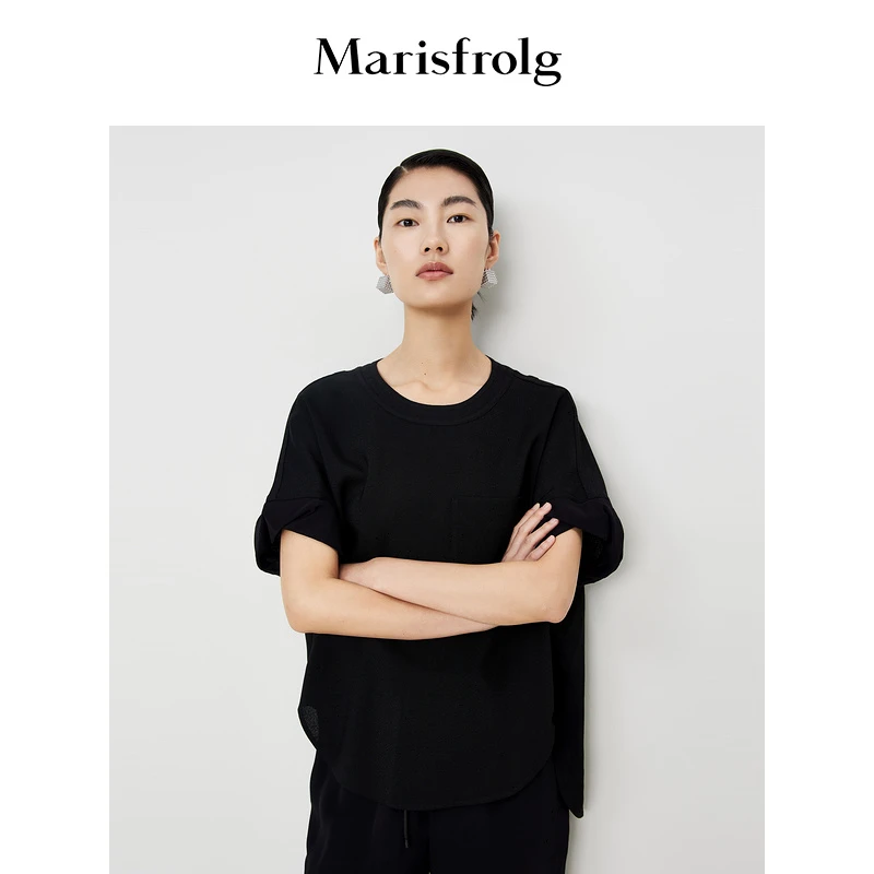 Marisfrolg玛丝菲尔夏季休闲基础款百搭T恤女圆领显瘦A1DE27261