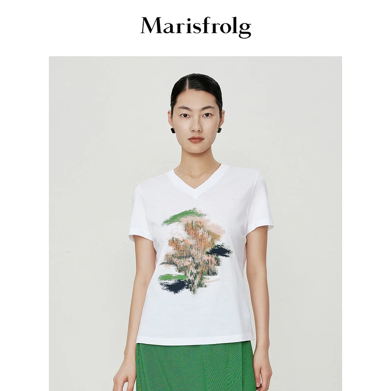 Marisfrolg玛丝菲尔夏季透气时尚休闲宽松T恤A1CX23317