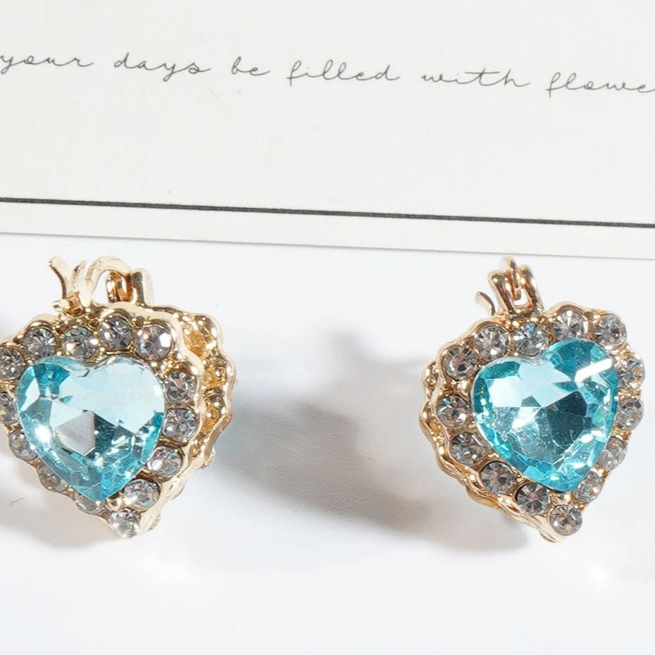 铜合金耳饰 大气【海蓝之心】耳环轻奢气质耳坠N1268