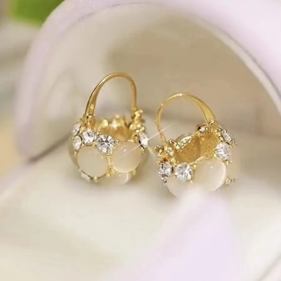 铜合金耳饰 轻奢高级感花篮精致耳扣名媛风气质耳环耳饰女N0784