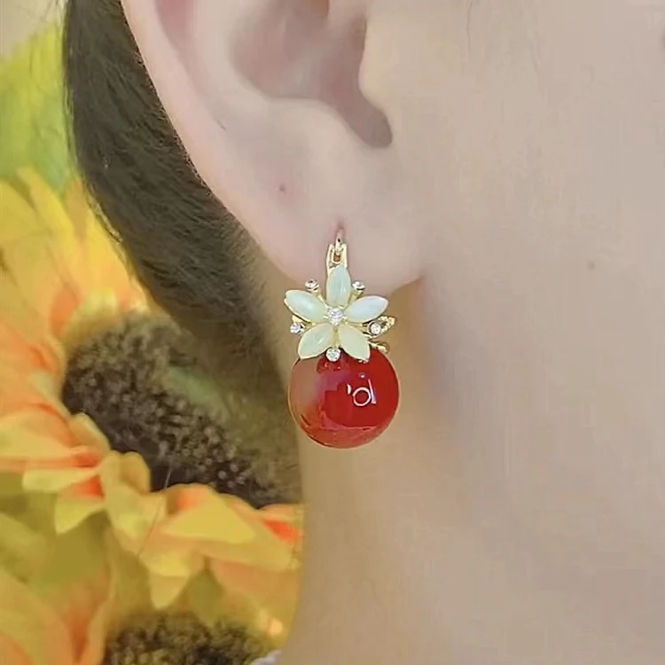 铜合金耳饰 花朵耳饰时尚大气双面戴复古轻奢新款N1688A1