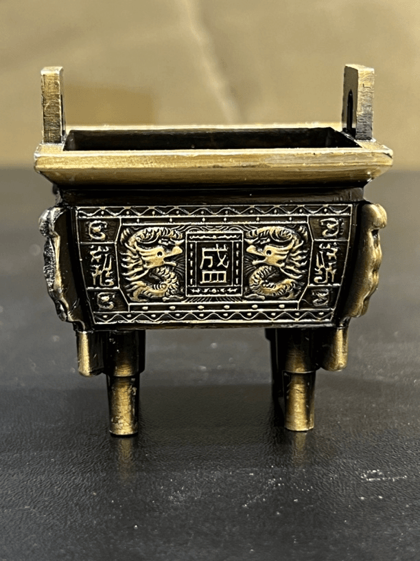 双龙盛世小鼎香炉香插 古铜色「需放底灰」