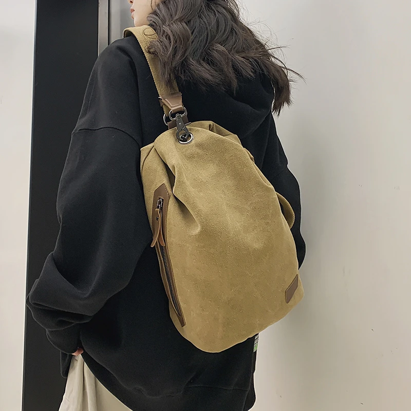 帆布包男女大容量日系复古斜挎包多功能时尚单肩包学生背包单肩包