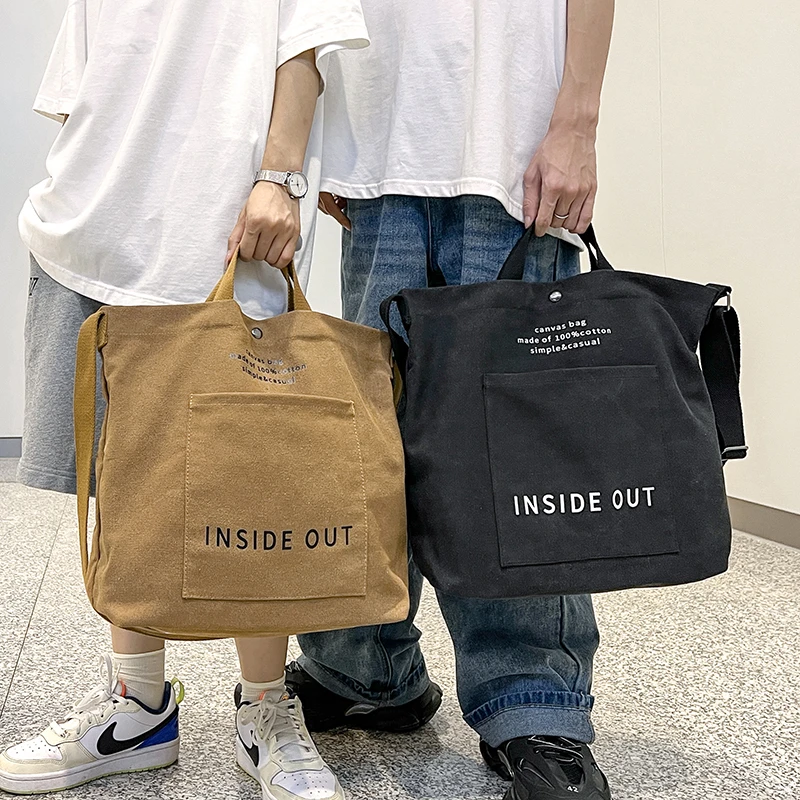 日系复古帆布包男生斜挎包大容量男士包包2024新款单肩包男款背包