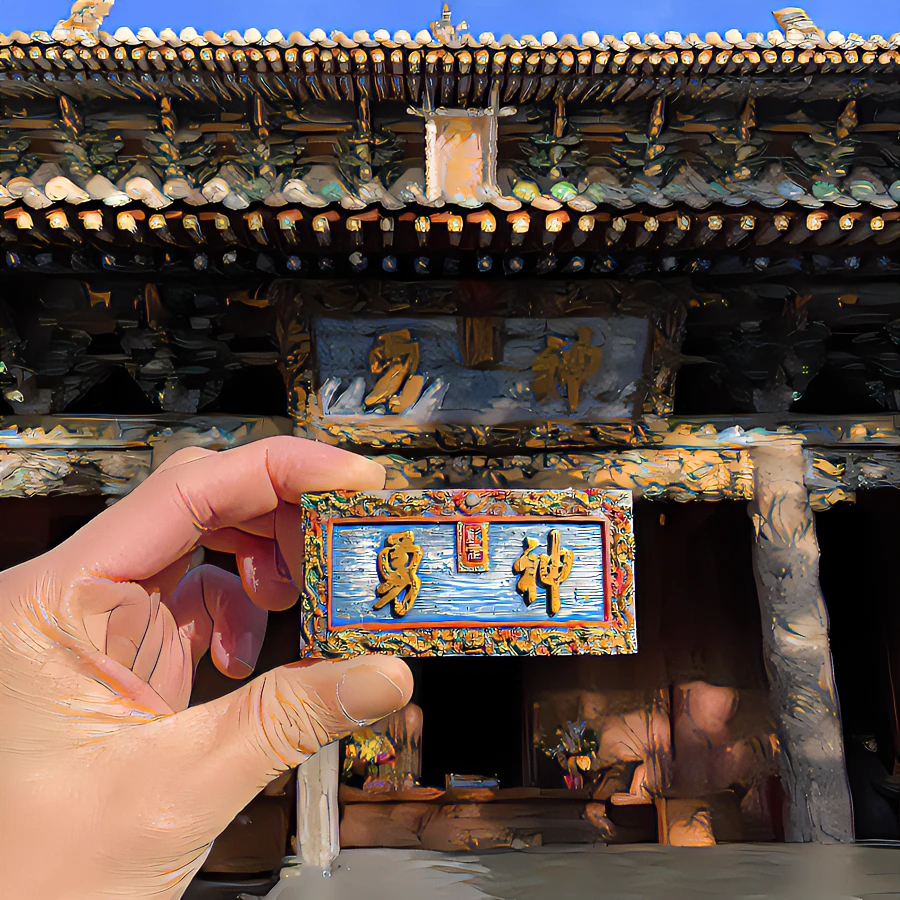 山西文创冰箱贴创意关帝庙牌匾冰箱贴山西三国武财神关羽手办文创