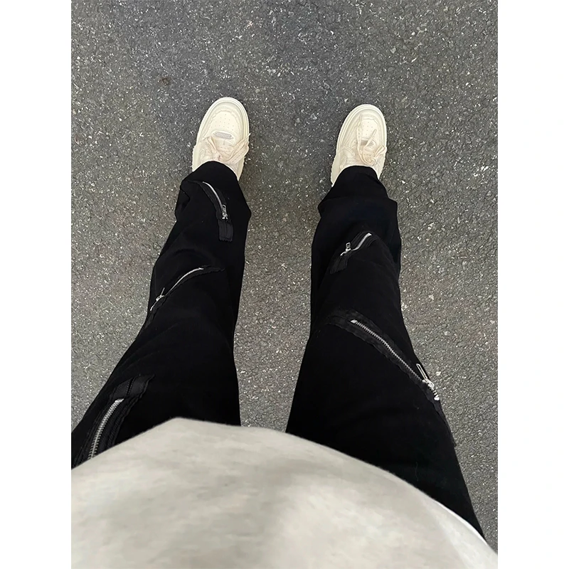 cleanfit黑色牛仔裤男款中小中提档版型裤子美式vibe细狗微喇叭裤