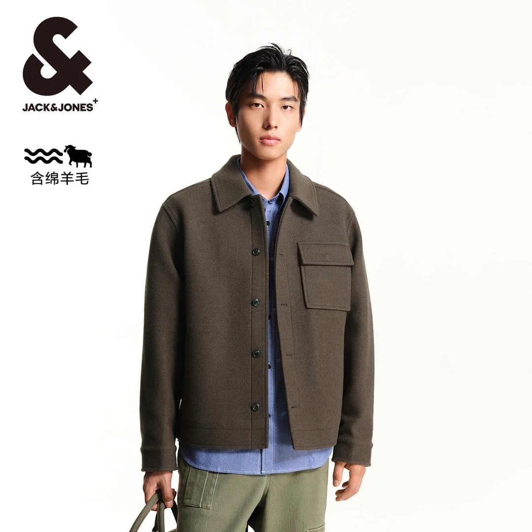 杰克琼斯冬季新款柔软保暖毛呢大衣商务休闲高档轻奢夹克外套男装
