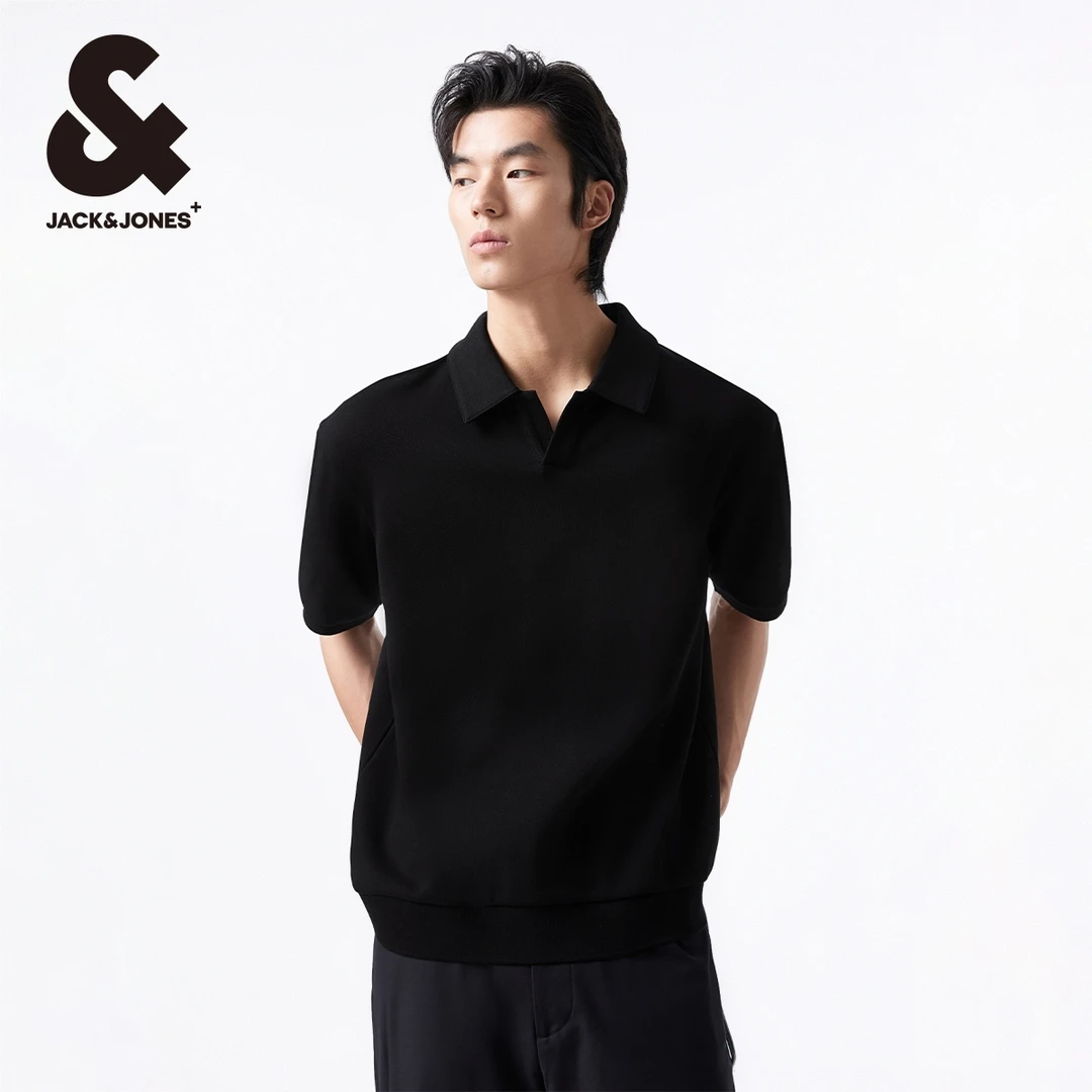 杰克琼斯夏季新款款宽松翻领老钱风休闲刺绣polo衫松弛感男装