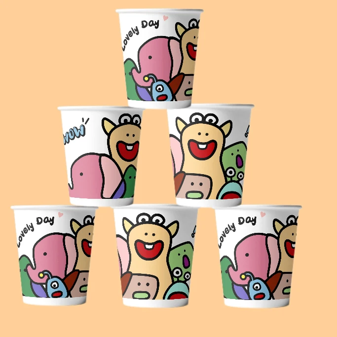 家用一次性纸杯加厚杯子高档新国潮茶杯喜庆家用防烫多样网红创意
