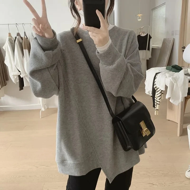 棉质不规则卫衣外套女2025春秋季新款宽松显瘦简约小众设计感上衣