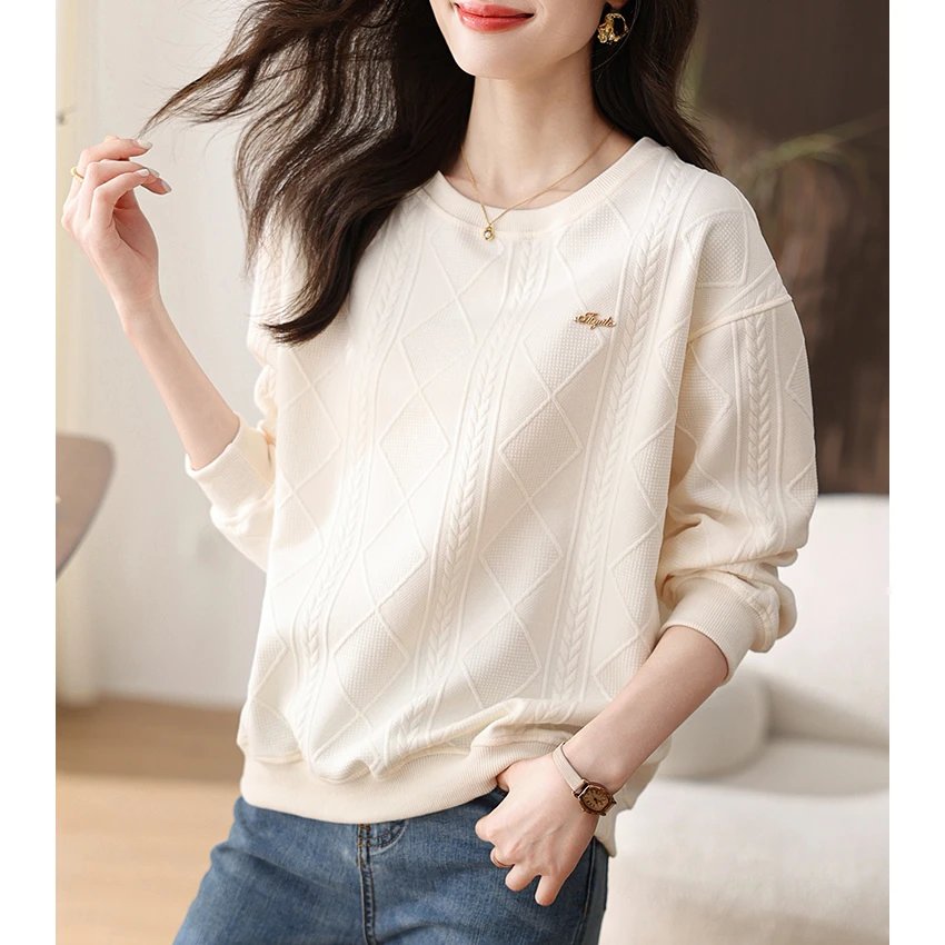 精品肌理感时尚卫衣女秋季新款百搭宽松休闲设计感高级浮雕感上衣