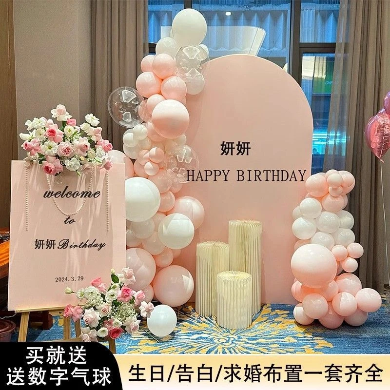 ins网红成人礼女孩生日装饰场景布置气球派对告白高级背景墙kt板