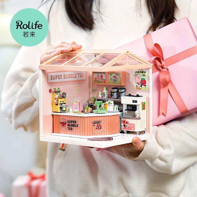 rolife/若来【奶茶店】超级世界DIY小屋创意礼物亲子拼装玩具