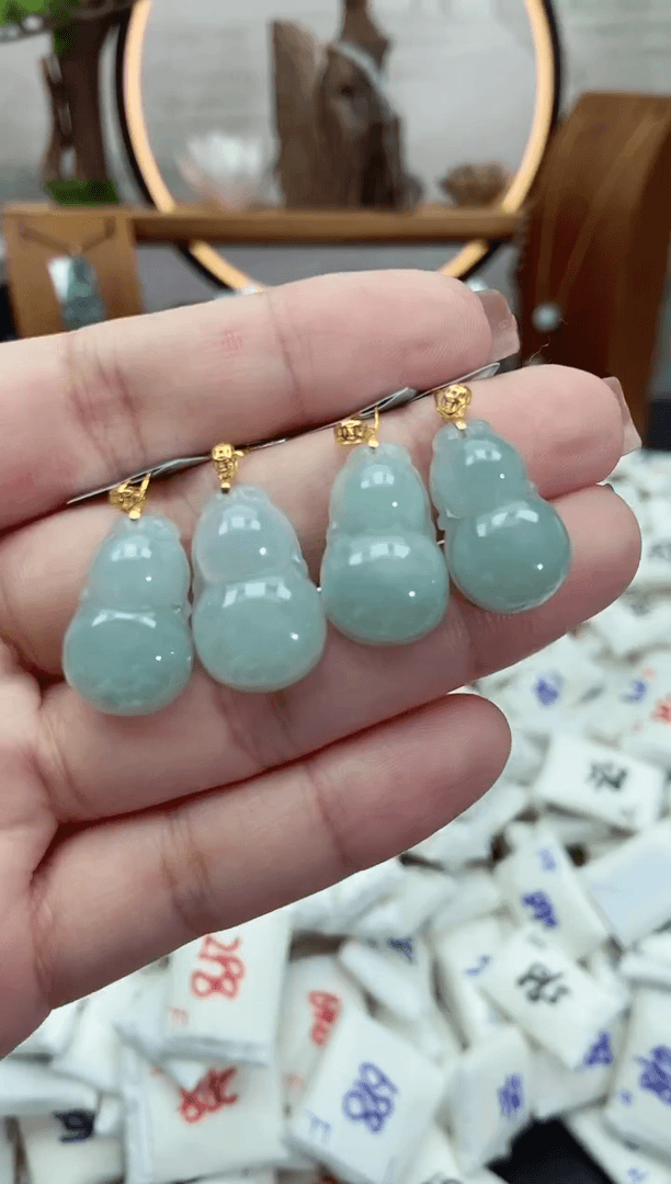【闪购商品】翡翠挂件18K金镶嵌葫芦多样性发一件@@CMT1612-3