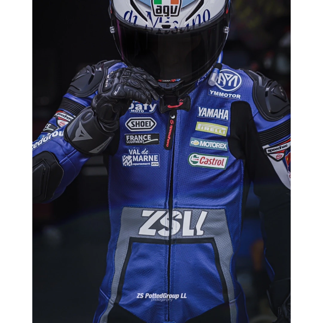 量身定制雅马哈连体赛车服摩托车骑行服头层牛皮耐磨防摔赛道跑山
