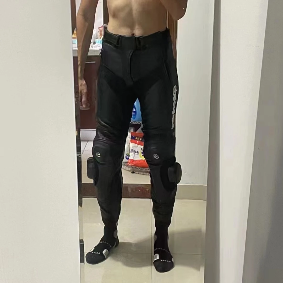 骑行裤量身定制头层牛皮羊皮柔软耐磨防摔跑山压弯金卡纳通勤骑行