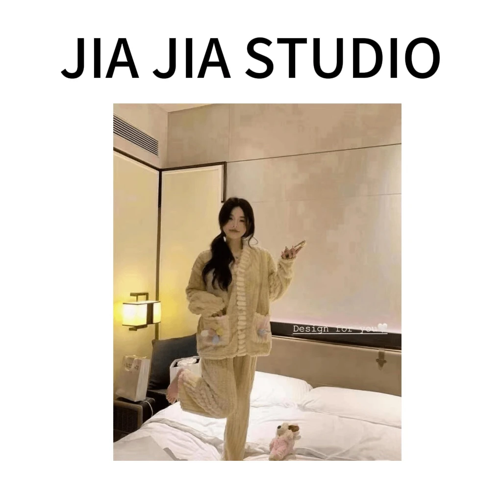 嘉嘉推荐#90款【秋冬加厚款】时尚外穿加绒加厚家居服睡衣套装