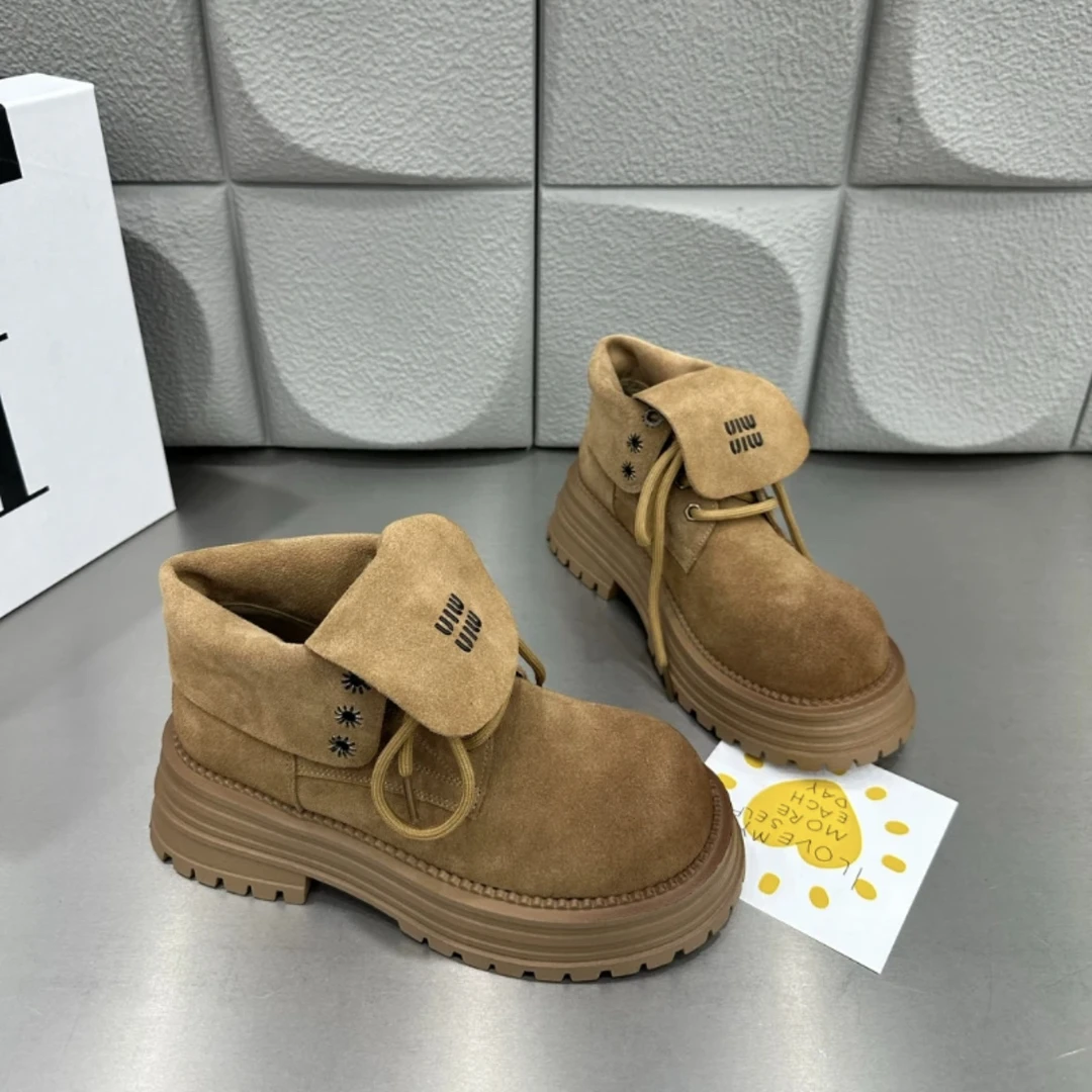 嘉嘉推荐 #2812款早秋时尚翻盖磨砂厚底马丁靴