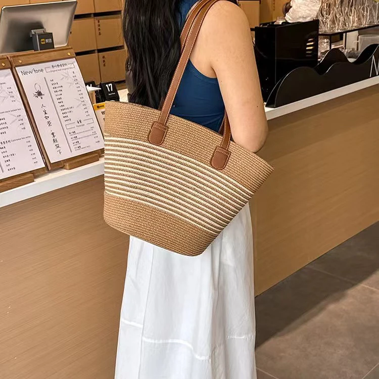 嘉嘉推荐 #102款编织大容量拼色手提单肩包