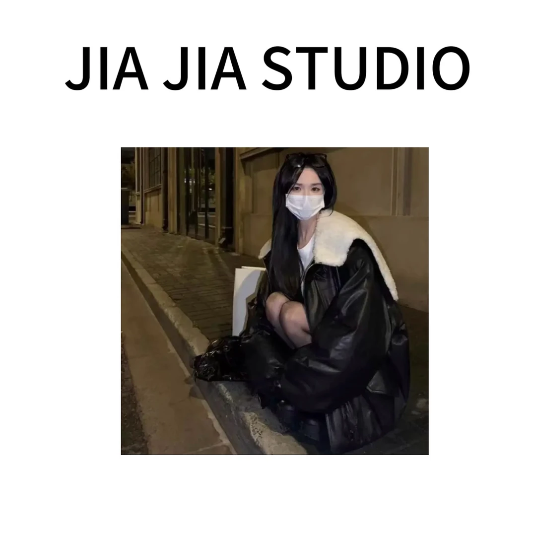 嘉嘉推荐#818【重磅定制 冬季加绒加厚款】帽子两用款拉链皮衣外套