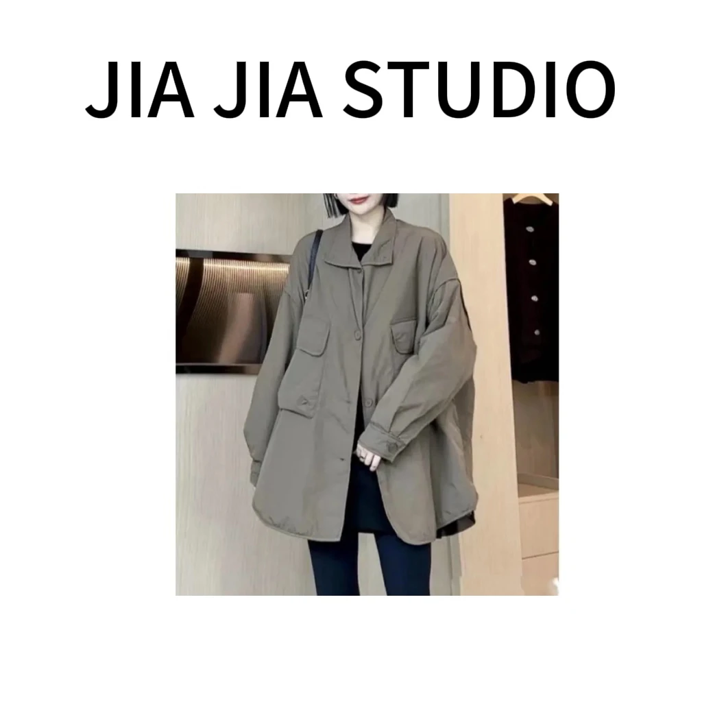 嘉嘉推荐#6666款【秋冬款】时尚宽松大口袋中长款棉服外套