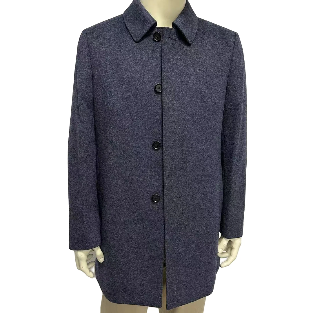 男士休闲商务中长款时尚ER翻领灰色冬季大衣外套