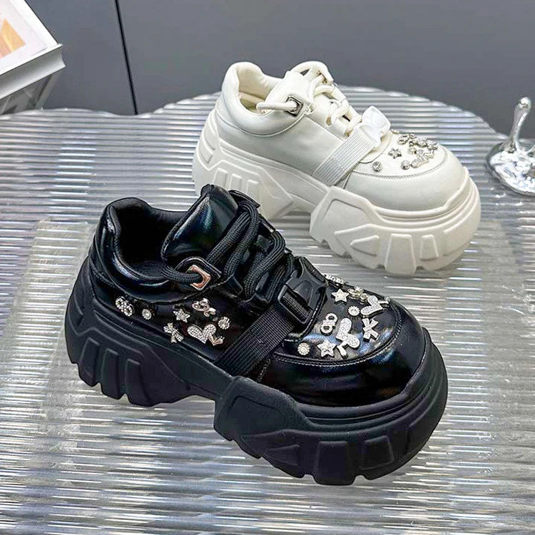 松糕厚底小个子运动休闲女鞋2024秋季新款真皮百搭老爹鞋2103-1